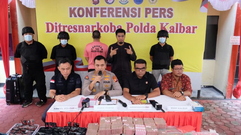 Polda Kalbar Tangkap Bandar Narkotika Sita 4,3 Kg Sabu Heroin,Ekstasi,Cartridge dan Uang Tunai 3,8 M