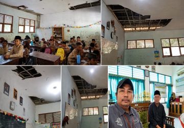 Silaturahmi ke SD Negeri 2 Sukaslamet, Awak Media Temukan Plafon Rusak dan Tembok Retak, Dinas Pendidikan Diharapkan Segera Bertindak
