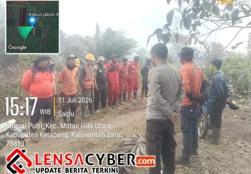 Polsek Matan Hilir Utara Bersama Manggala Agni dan Warga Lakukan Pemadaman Kebakaran Lahan di Desa Sungai Putri