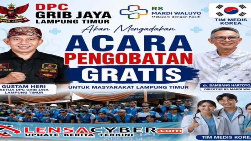 DPC Grib Jaya Lampung Timur Bersama RS Mardi Waluyo dan Tim Medis Korea Gelar Pengobatan Gratis, Disambut Antusias Warga